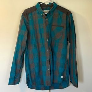 Teal Gray Plaid Shirt